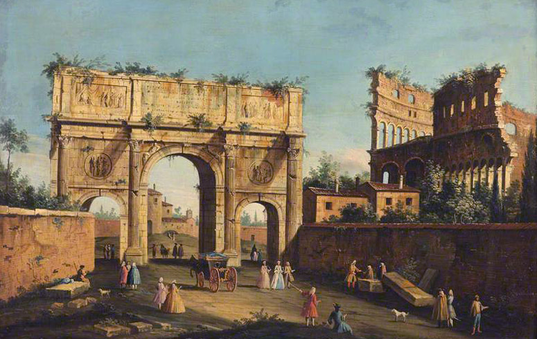 Canaletto,Le Colisée et l'Arc de Constantin (1730-1768, date indéterminée)